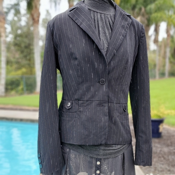Laundry By Shelli Segal Pin Stripe Blazer Dress Jacket Women’s Size 10, black - Picture 15 of 17